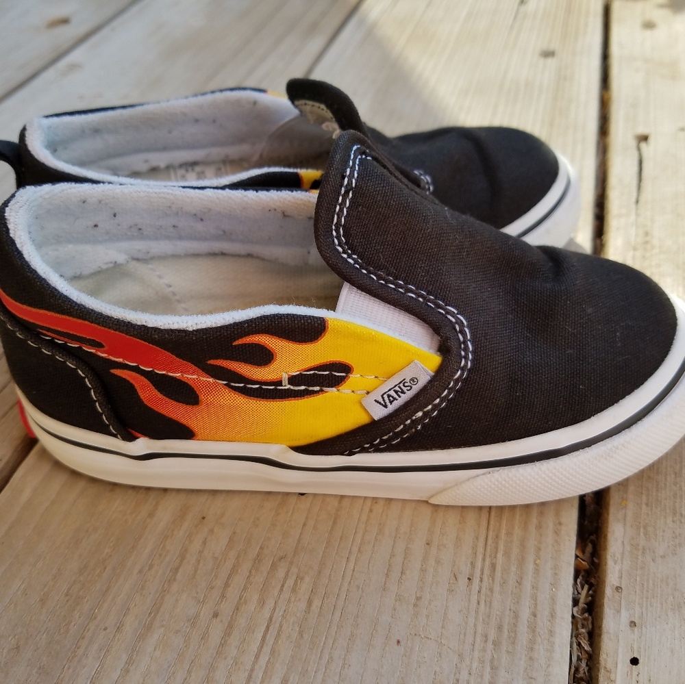 Used toddler flame slip on vans size 8